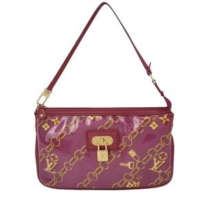 Louis Vuitton Vintage Printed Leather Pochette with Lock Charm with COA